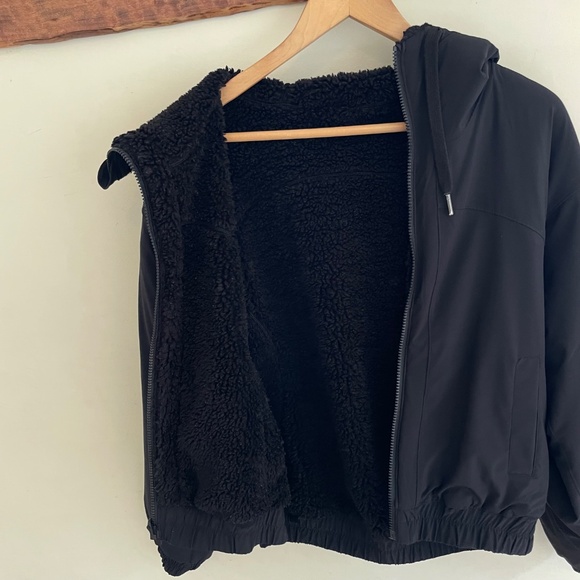 Lululemon | Black Reversible Fleece Hoodie Jacket Coat Size 6 - Picture 9 of 15
